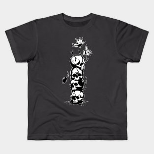 skulls and flowers Kids T-Shirt